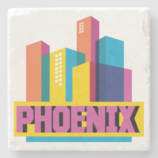 Phoenix, Arizona | Neon Skyline Stenen Onderzetter (Voorkant)