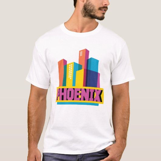 Phoenix, Arizona | Neon Skyline T-shirt (Voorkant)