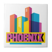 Phoenix, Arizona | Neon Skyline Tegeltje (Voorkant)