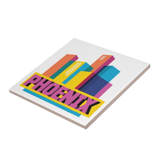 Phoenix, Arizona | Neon Skyline Tegeltje (Zijkant)