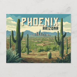 Phoenix Arizona - Retro Desert Cityscape Briefkaart