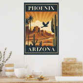 Phoenix Arizona Retro Reizen Poster (Keuken)