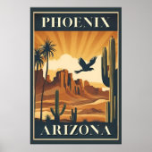 Phoenix Arizona Retro Reizen Poster (Voorkant)
