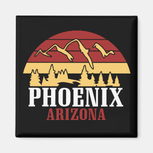 Phoenix Arizona Silhouette Kunstprint Retro Zonson Magneet
