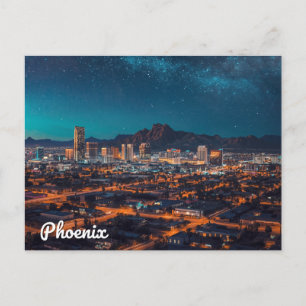 Phoenix Arizona Silhouette Nachtelijke Hemel Briefkaart