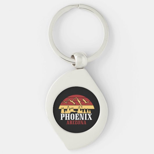 Phoenix Arizona Skyline Art Print Retro Sunset Sleutelhanger (Voorkant)