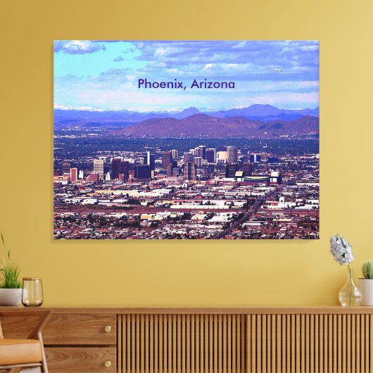 Phoenix Arizona Skyline overdag Canvas Afdruk (Insitu (Woonkamer))