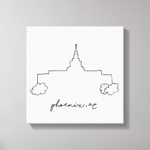 Phoenix Arizona tempel eenvoudige moderne schets Canvas Afdruk