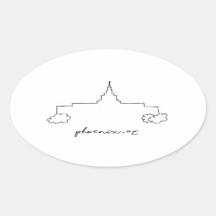 Phoenix Arizona tempel eenvoudige moderne schets Ovale Sticker