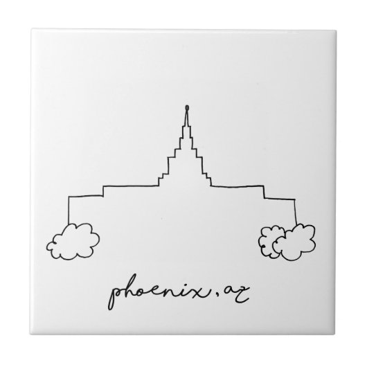 phoenix arizona temple simpele moderne schets tegeltje (Voorkant)
