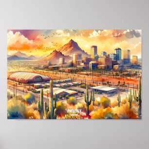 Phoenix Arizona Travel Places waterverf Poster