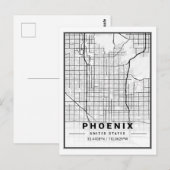 Phoenix Arizona USA Travel City Map Briefkaart (Voorkant / Achterkant)