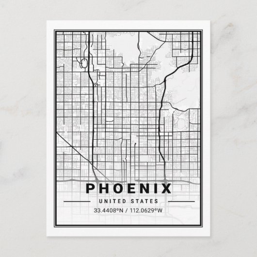 Phoenix Arizona USA Travel City Map Briefkaart (Voorkant)