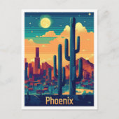 Phoenix Arizona Vintage Travel Illustratie Briefkaart (Voorkant)