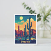 Phoenix Arizona Vintage Travel Illustratie Briefkaart (Staand voorkant)