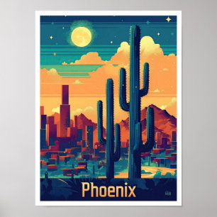 Phoenix Arizona Vintage Travel Illustratie Poster
