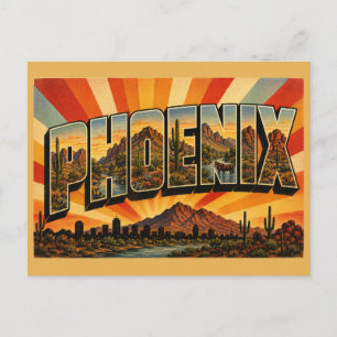 Phoenix Arizona Woestijn Berg Cactus Kunst Briefkaart