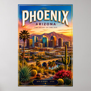 Phoenix Arizona Woestijn Skyline Schilderachtige M Poster
