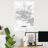 Phoenix, Arizona (zwart op wit) Poster (Thuiskantoor)