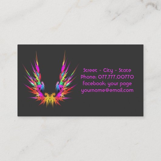 Phoenix - art fractal, carte de visite cool (Dos)