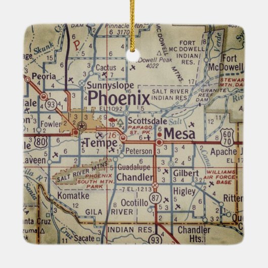 Phoenix AZ Map Keramisch Ornament (Achterkant)