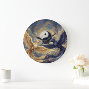 Phoenix Balans Spirituele Wand Tapijt Grote Klok