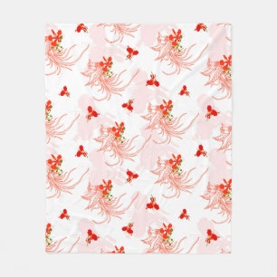 Phoenix Bird and Phoenix Flower Seamless Pattern Fleece Deken