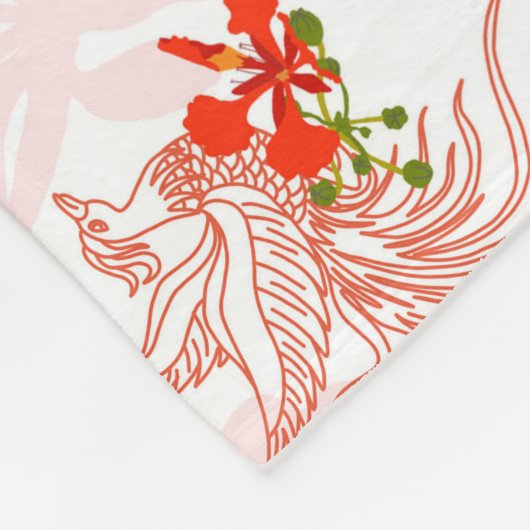 Phoenix Bird and Phoenix Flower Seamless Pattern Fleece Deken (Hoek)