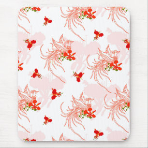 Phoenix Bird and Phoenix Flower Seamless Pattern Muismat