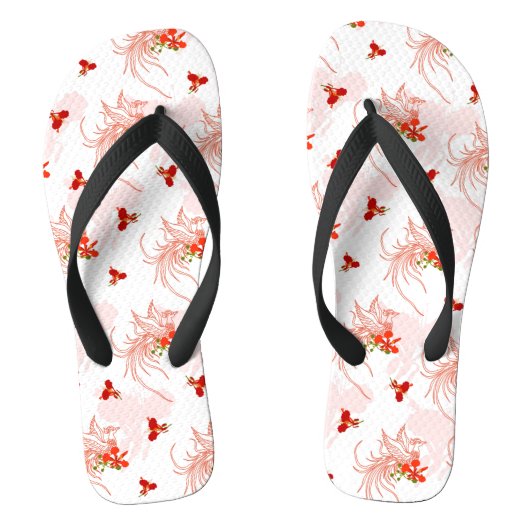 Phoenix Bird and Phoenix Flower Seamless Pattern Teenslippers (Voetbed)