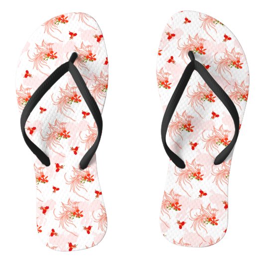 Phoenix Bird and Phoenix Flower Seamless Pattern Teenslippers (Voetbed)