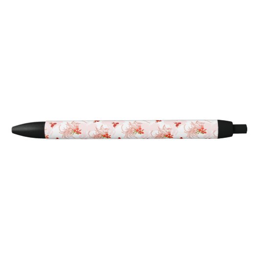 Phoenix Bird and Phoenix Flower Seamless Pattern Zwarte Inkt Pen (Voorkant)