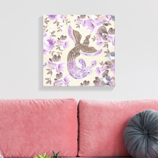 Phoenix Bird met waterverf Canvas Afdruk (Insitu (Woonkamer))