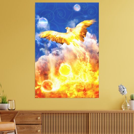 Phoenix Bird RISE BOVEN JE TROUBLES Canvas Afdruk (Insitu (Woonkamer))