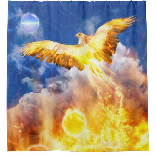 Phoenix Bird RISE BOVEN JE TROUBLES Douchegordijn (Voorkant)