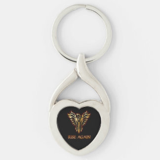 Phoenix Bird Rise Opnieuw verdraaid hartkeychain Sleutelhanger