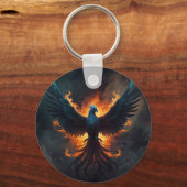 Phoenix Bird Rising met vlammen Sleutelhanger (Voorkant)