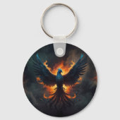 Phoenix Bird Rising met vlammen Sleutelhanger (Achterkant)