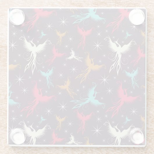 Phoenix Birds Figuur Patroon Glazen Onderzetter (Achterkant)