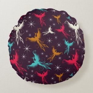 Phoenix Birds Figuur Patroon Rond Kussen