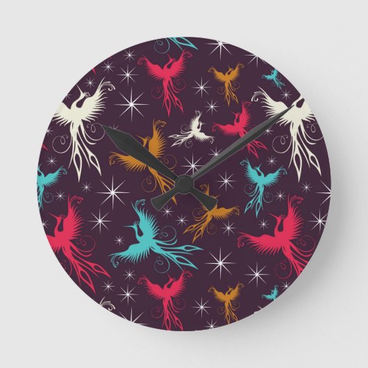 Phoenix Birds Figuur Patroon Ronde Klok (Voorkant)