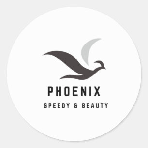 PHOENIX BLACK WHITE BIRD SPEEDY BEAUTY STIKER RONDE STICKER