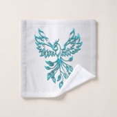 Phoenix bleu turquoise se lève sur l'argent (Gant de toilette)