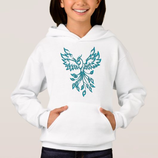 Phoenix bleu turquoise se lève sur l'argent (Devant)