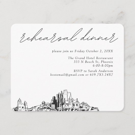 Phoenix bruiloft elegante repetitie diner informatiekaartje (Voorkant)