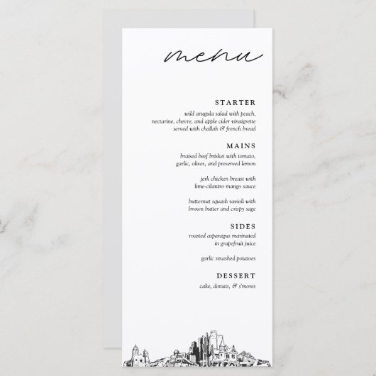 Phoenix Bruiloft Receptie Diner Menu (Voorkant / Achterkant)