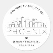 Phoenix City Skyline | Welkom bruiloft Ronde Sticker (Voorkant)