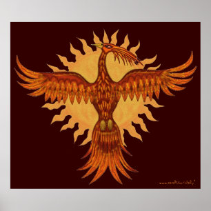 Phoenix cool d'oiseau feu design affiche
