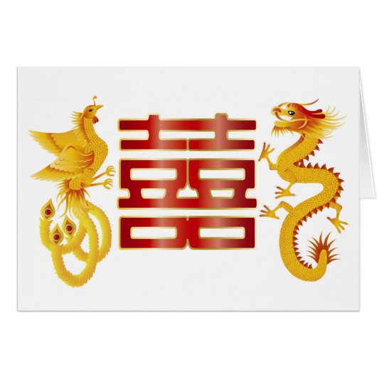 Phoenix Dragon Double Happiness Card (Voorkant Horizontaal)