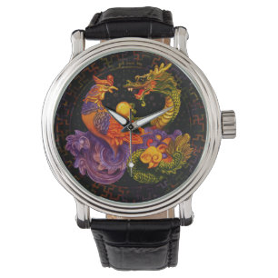 Phoenix en Dragon - in kleur Horloge